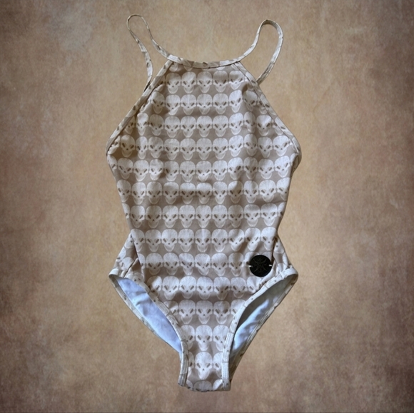 Thomas Wylde Other - Thomas Wylde Cream Skull-Print One-Piece Swimsuit
